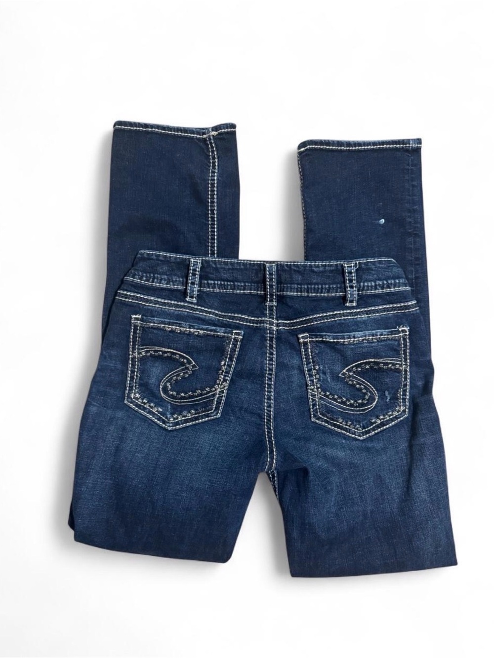 y2k Silver Jeans Dark Blue Grunge Embroidered Jeans